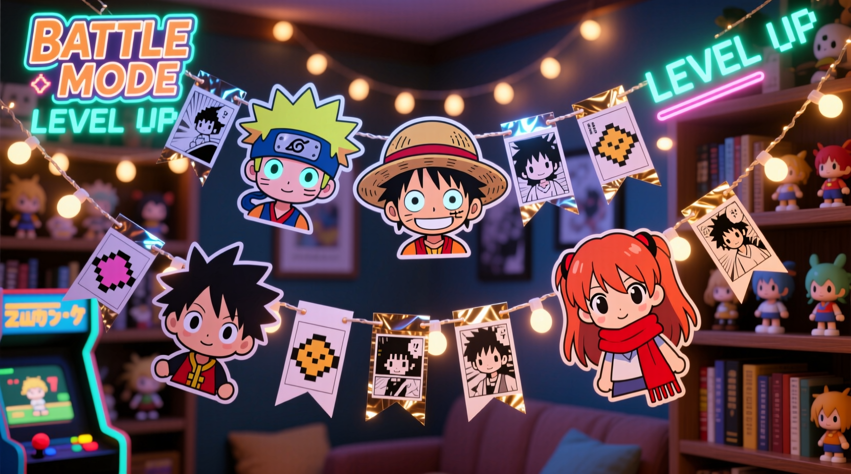how to craft anime character garlands for a geeky festive touch