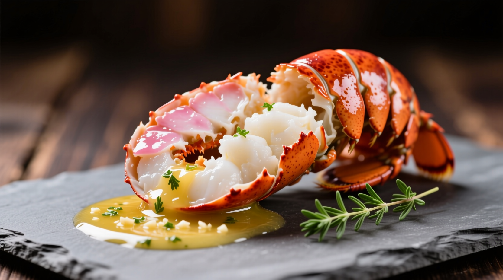 Perfectly cooked lobster tails with garlic butter
