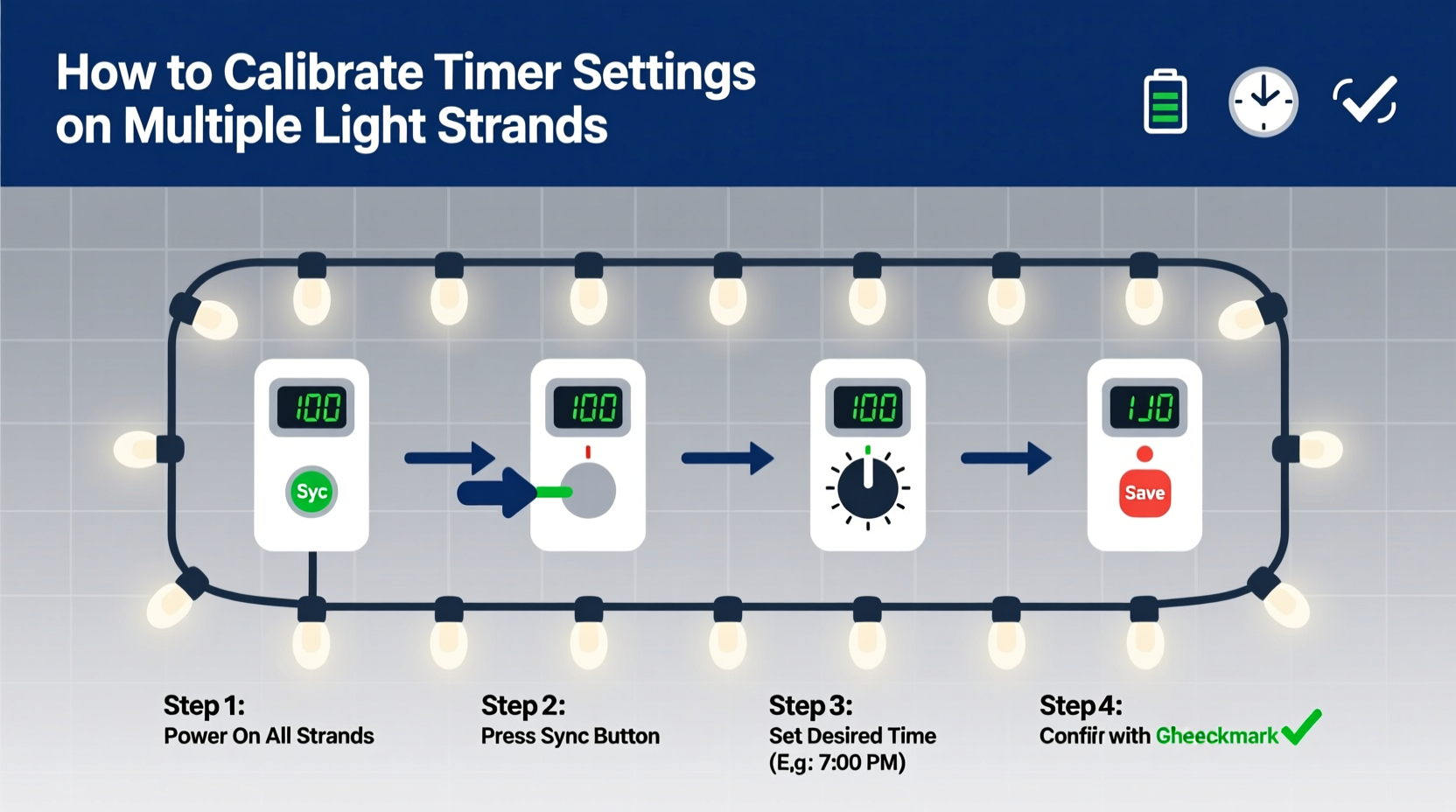 how to calibrate timer settings on multiple light strands