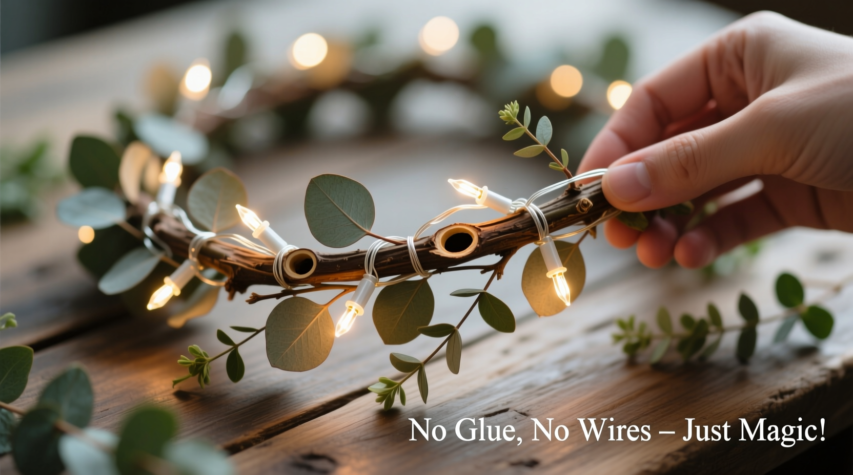 how to attach tiny led tea lights to garlands without visible wires or glue residue