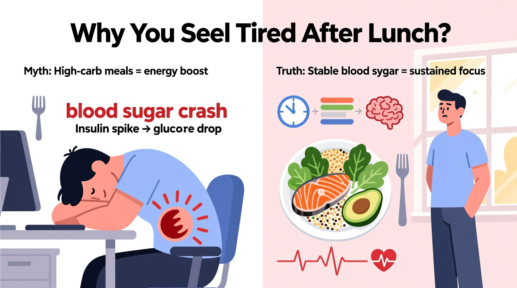 why do i feel tired after eating lunch blood sugar myths and fixes