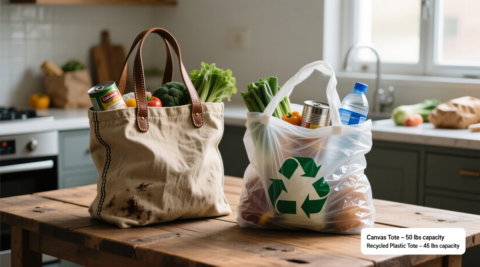canvas tote bags vs recycled plastic totes which is more durable for grocery runs