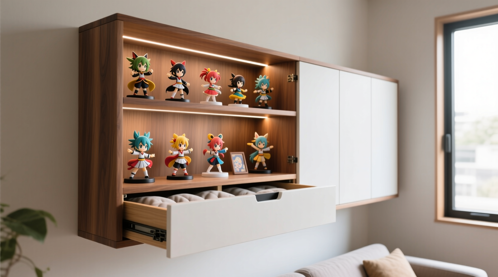 anime merch storage display vs drawer balance