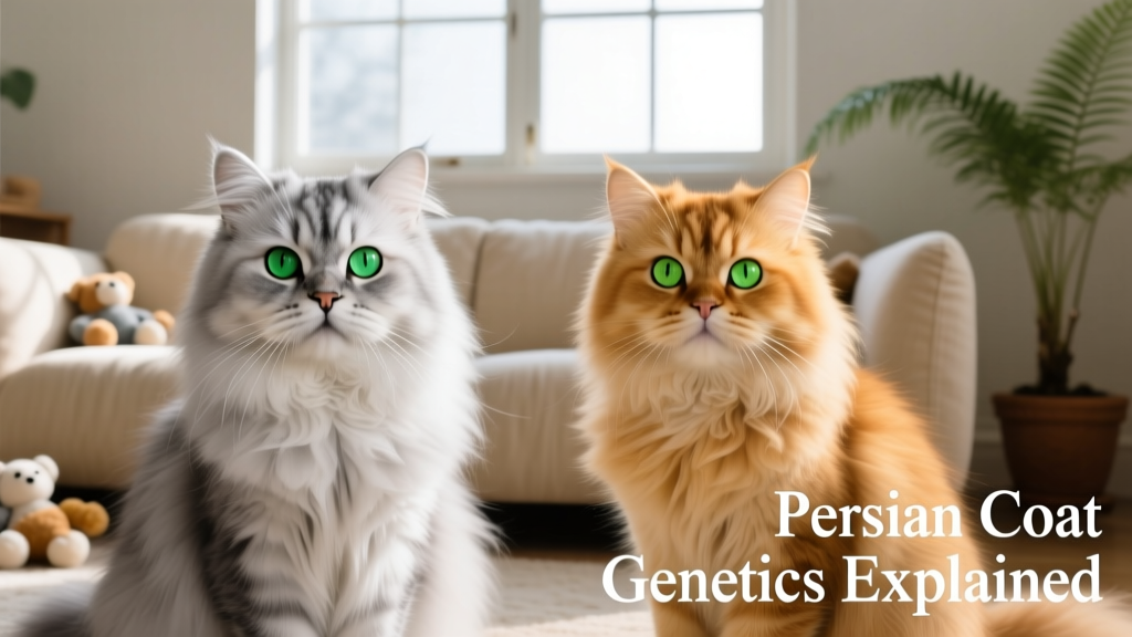 Side-by-side comparison of a silver Persian and a golden Persian, highlighting their distinctive tipped coats and bright green eyes