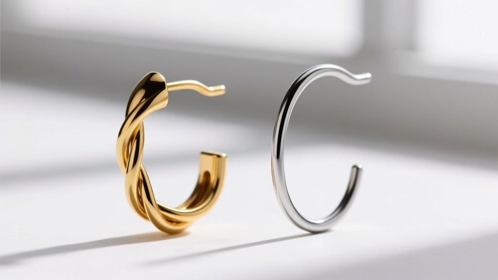Macro photography comparing a bent 22-gauge gold-filled earring wire next to a perfectly tensioned 20-gauge niobium ear wire.