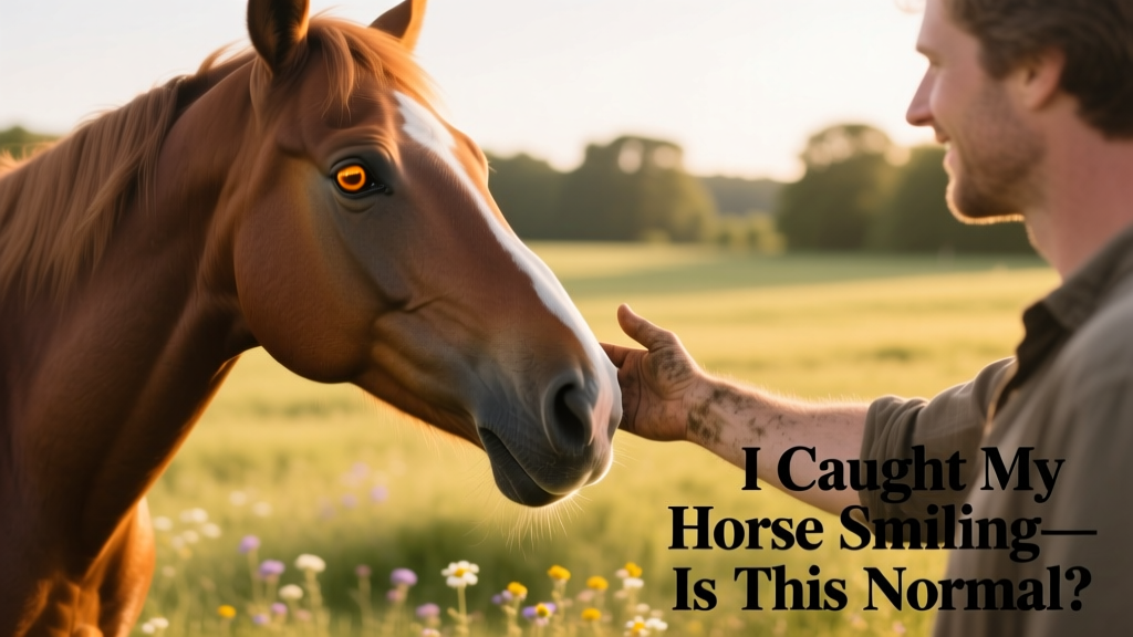 Happy horse nuzzling a person's hand with soft eyes and relaxed muzzle