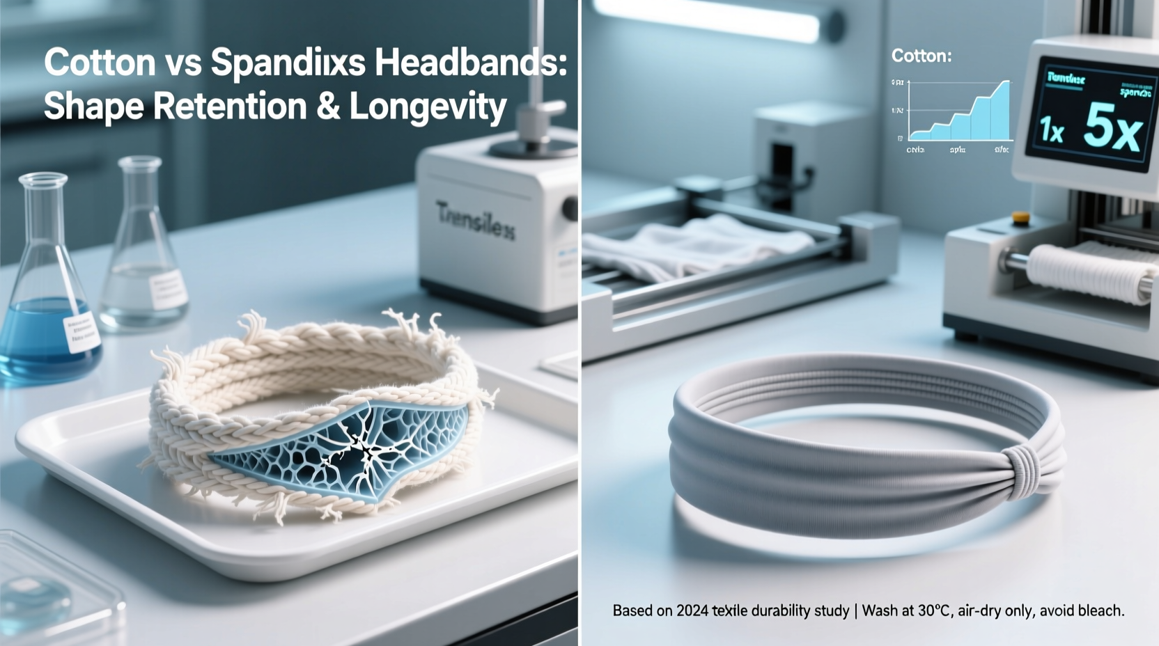 cotton vs spandex headbands which holds shape after washing