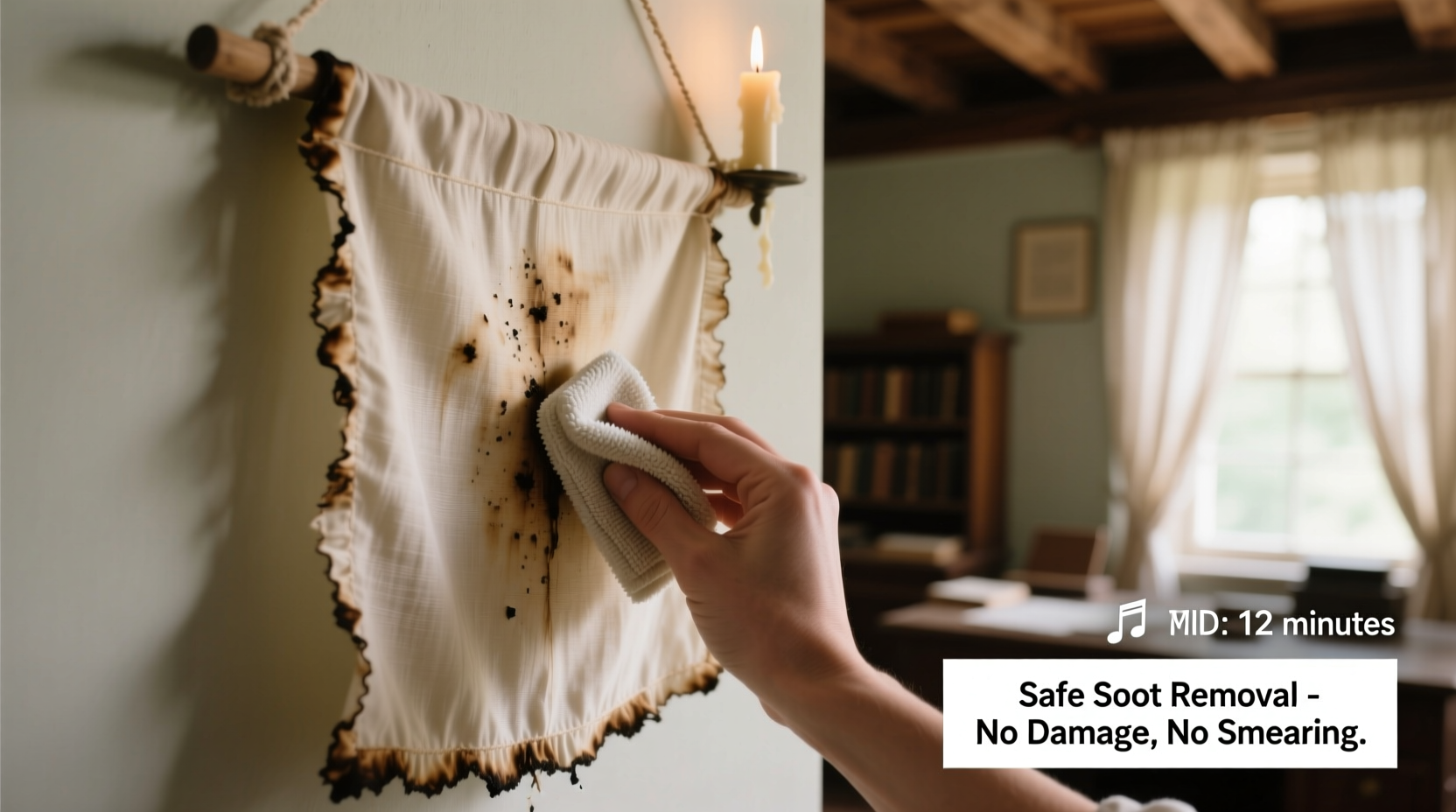 how to remove candle soot from wall hangings