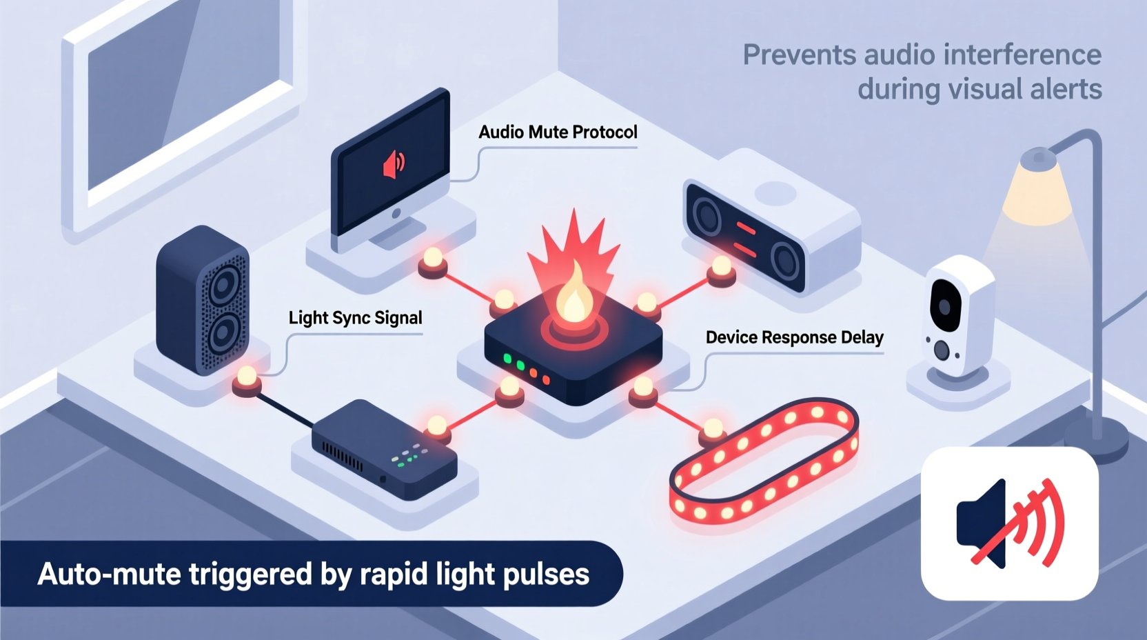 why does my smart home system mute music when lights flash