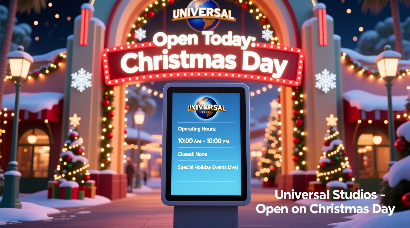 is universal studios open on christmas day