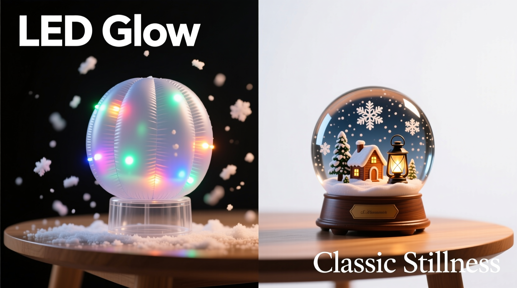 inflatable snow globe with lights vs static versions which draws more photos