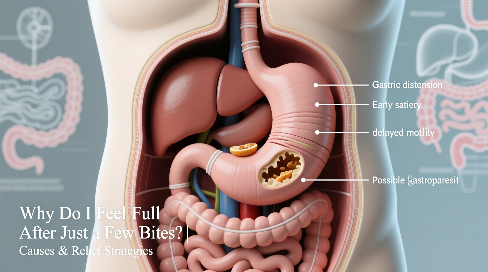 why does my stomach feel full after eating just a few bites and what helps