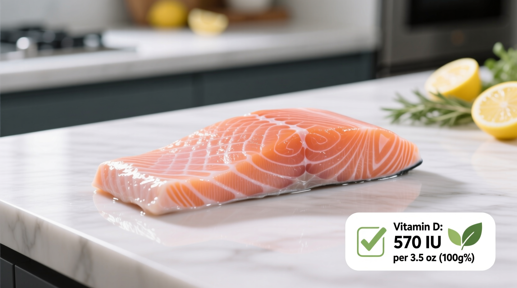 Fresh salmon fillet with vitamin D nutritional facts