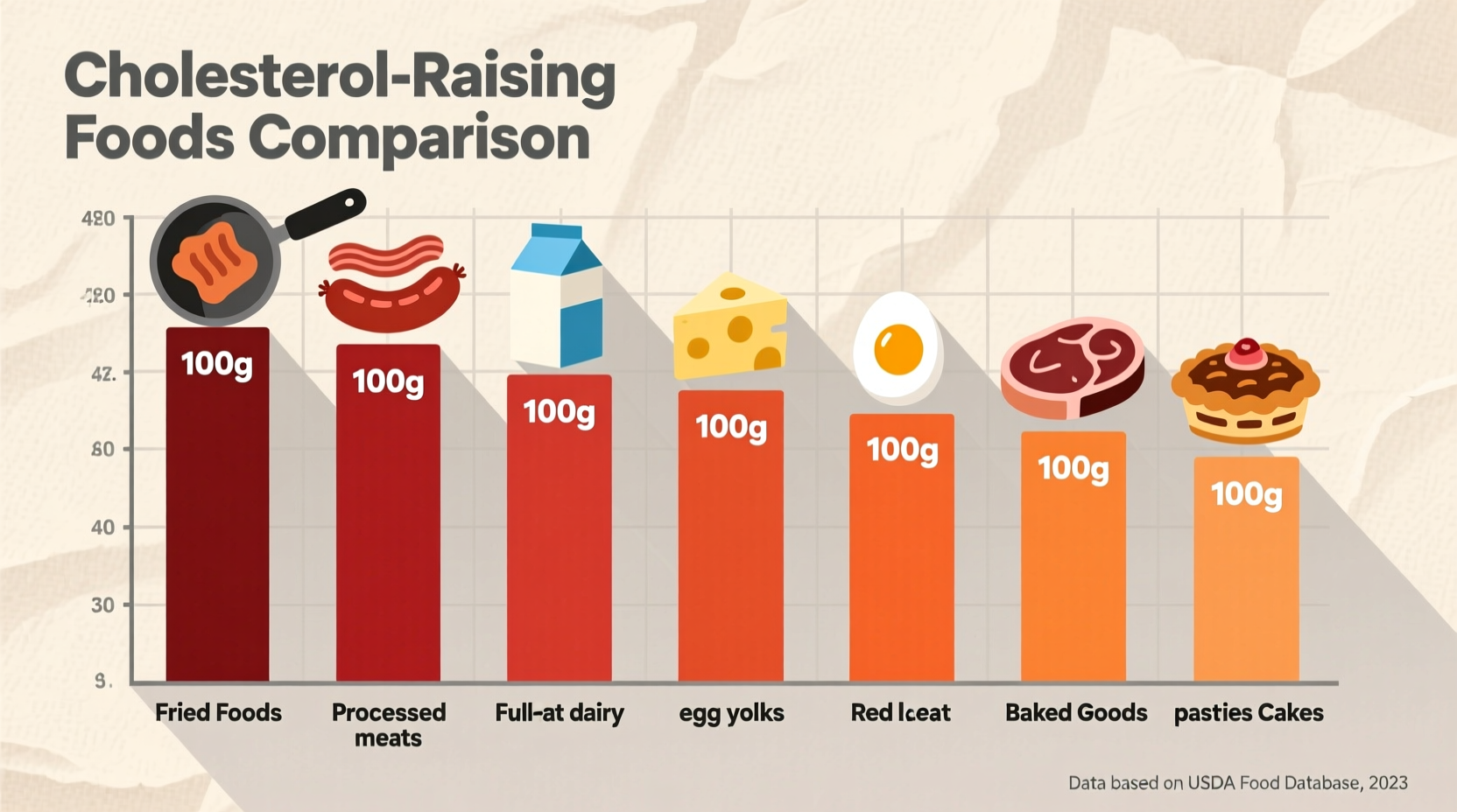 Cholesterol-raising foods comparison chart