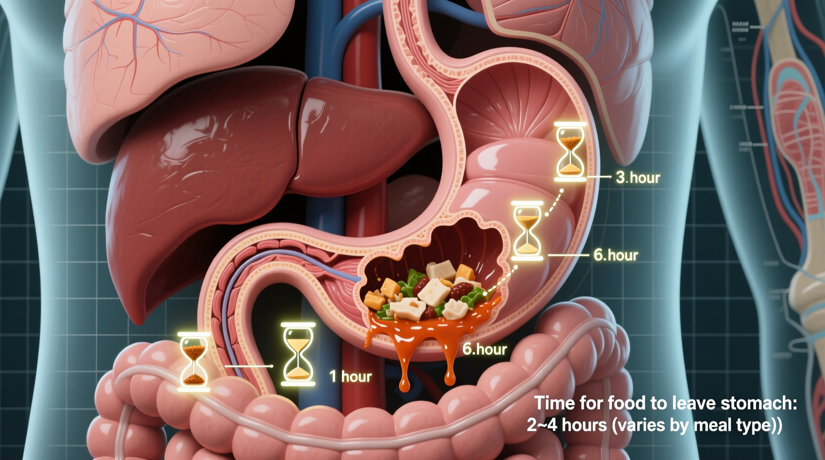 how long for food to leave stomach