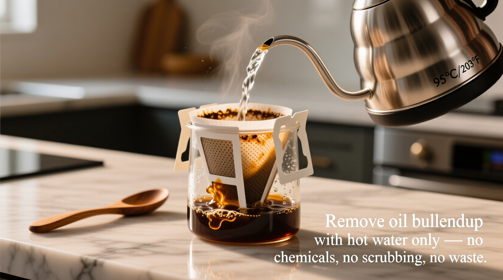 eco friendly cleaning french press filter oil removal