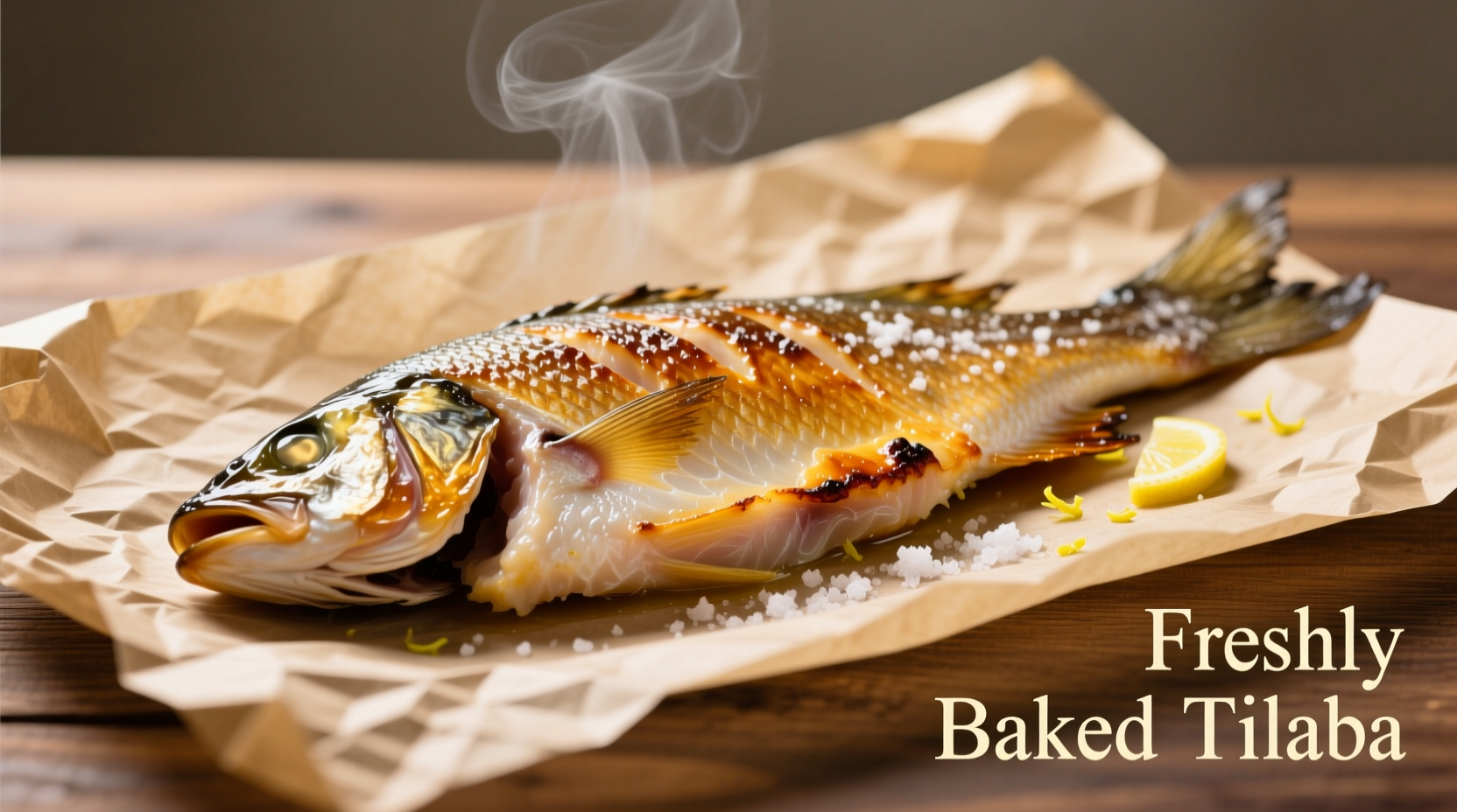 Perfectly baked tilapia fillet on parchment paper