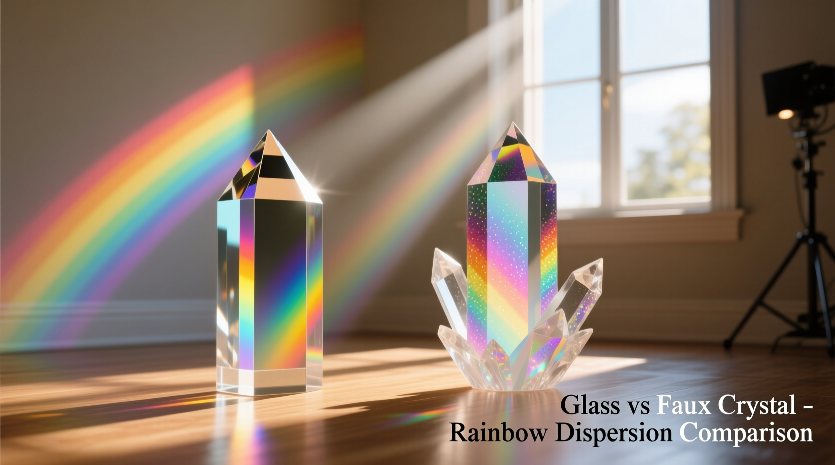 faux crystal prisms vs glass prisms which scatter rainbow light more vividly in sunlit rooms