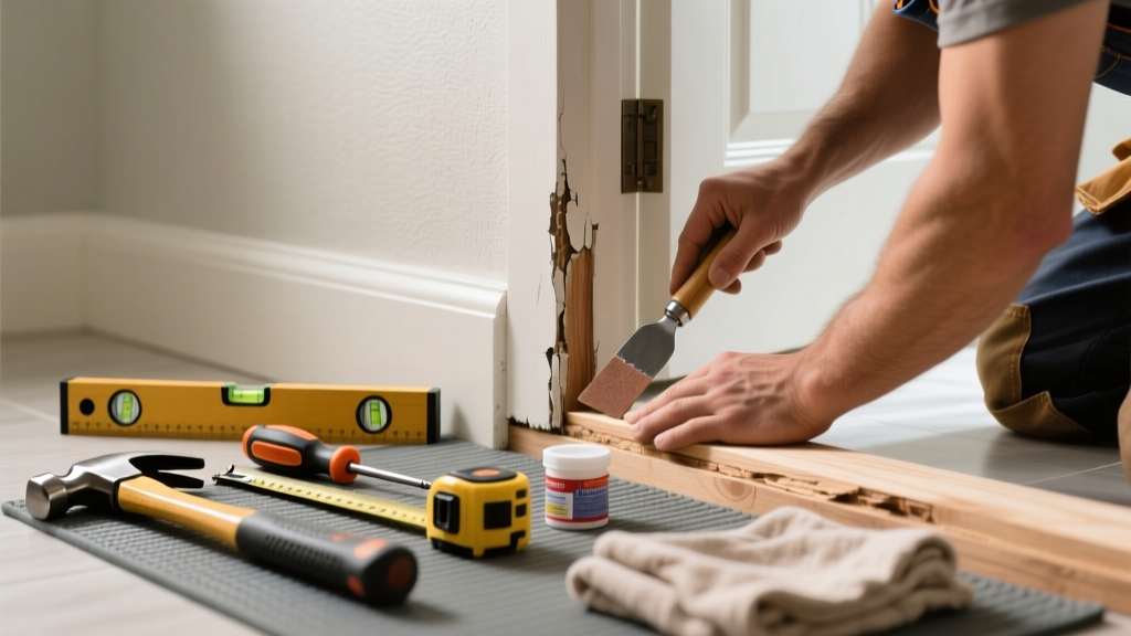 Fixing a Worn Door Threshold in the Bathroom