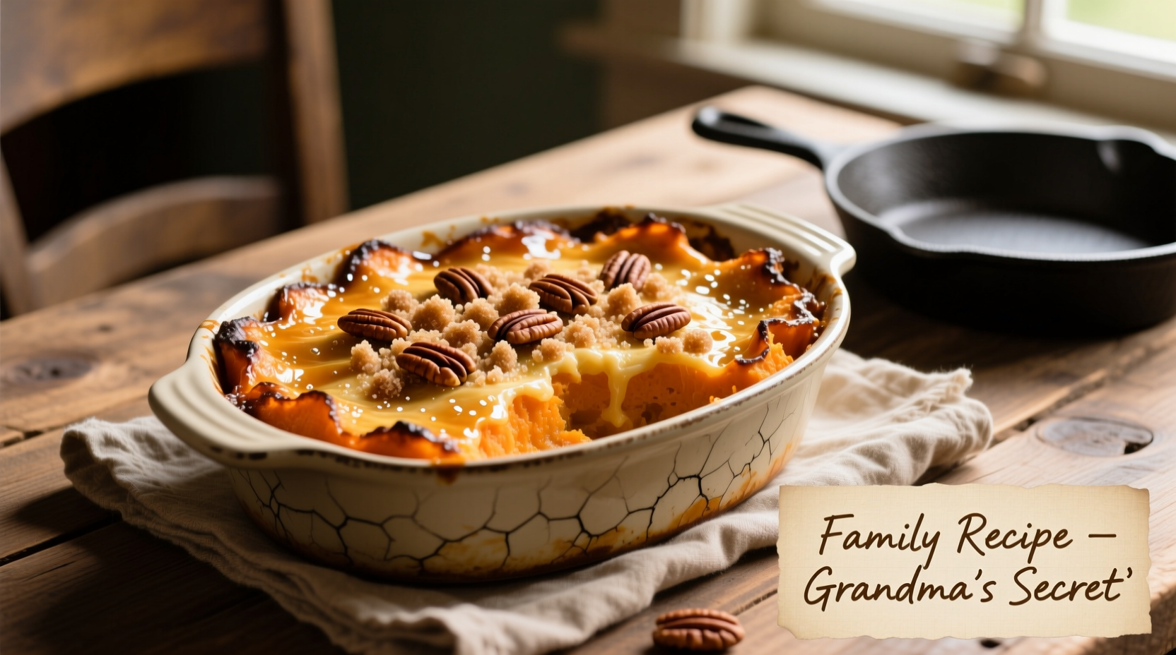 Sweet potato casserole with golden topping