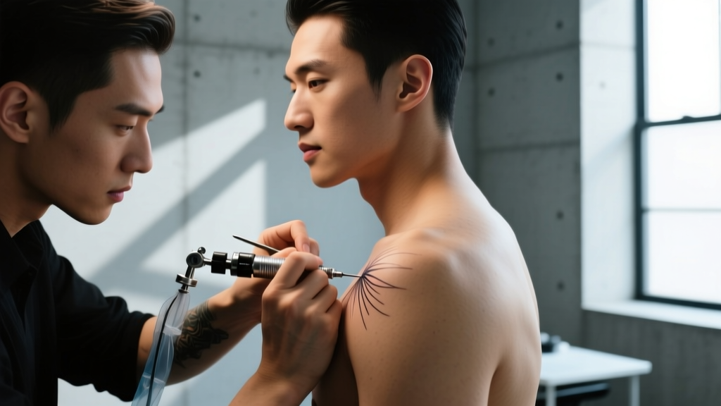Piercer marking a male client
