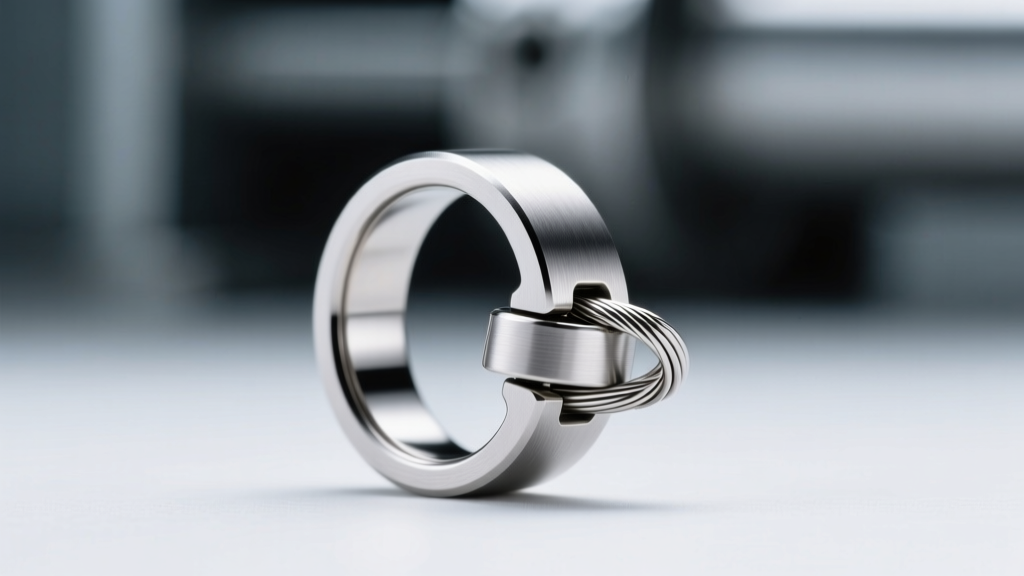 Close-up of a hinged titanium segment ring clicker snapping shut, highlighting the seamless joint and polished 16-gauge wire finish