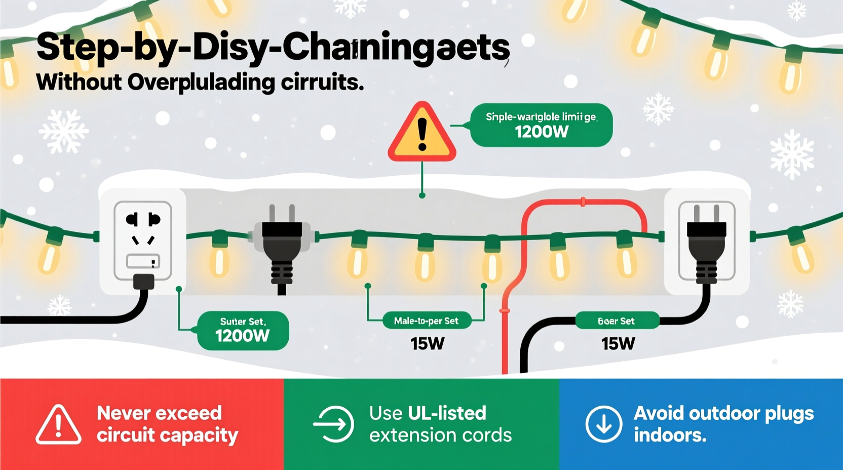 how to safely daisy chain multiple sets of christmas lights without overload