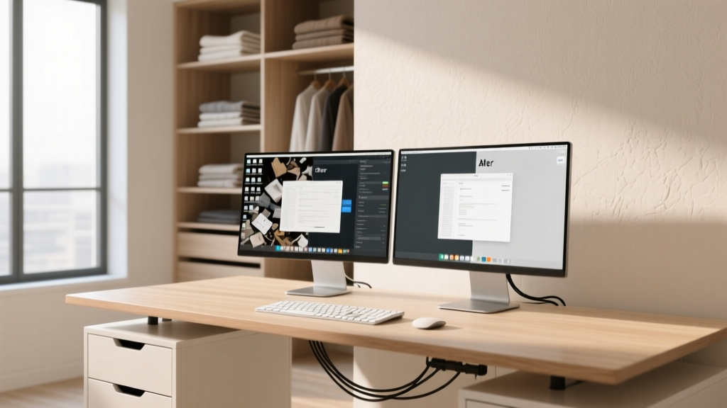 How to Declutter a Home Office Desk With Dual Monitors, C...