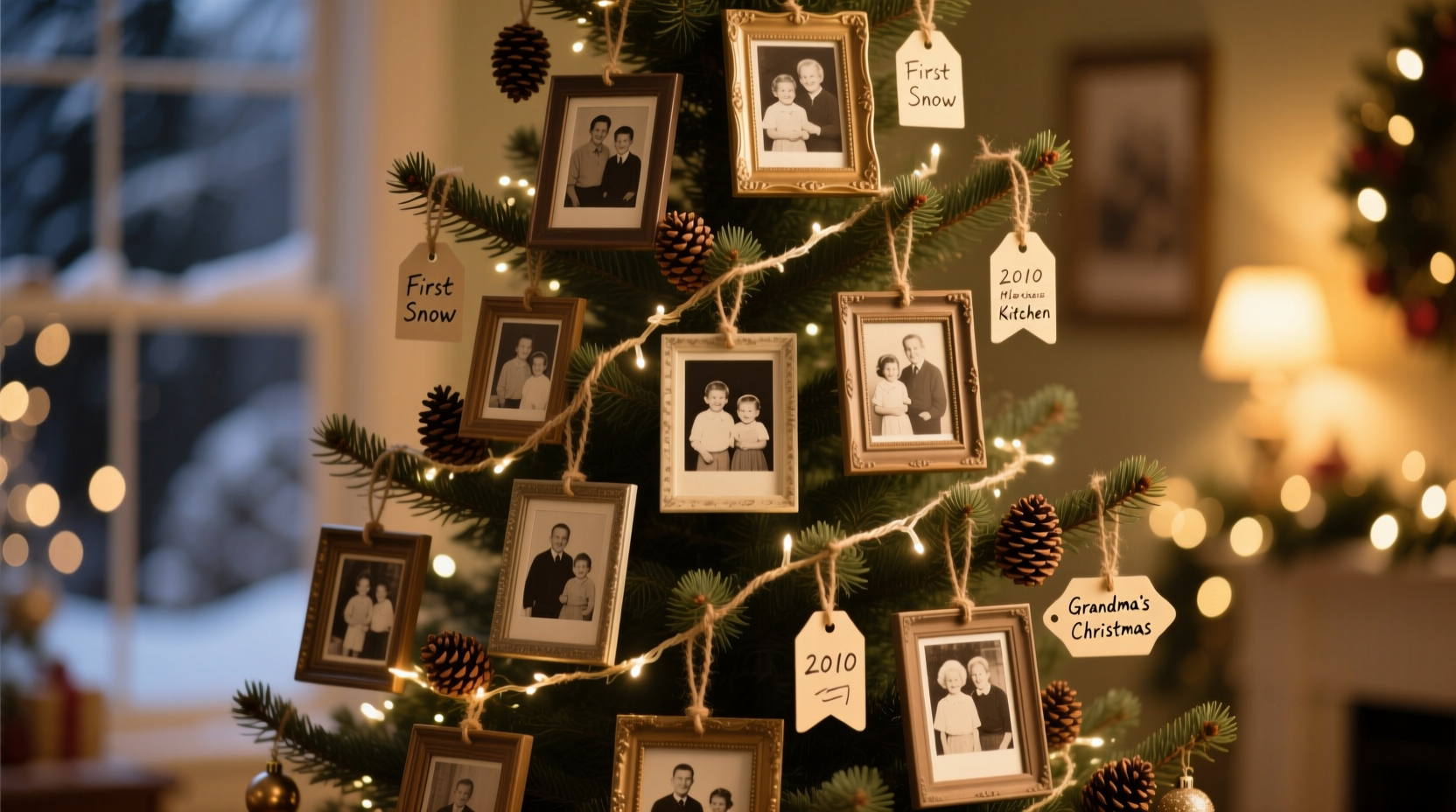 how to create a memory lane christmas tree with photos and tiny frames