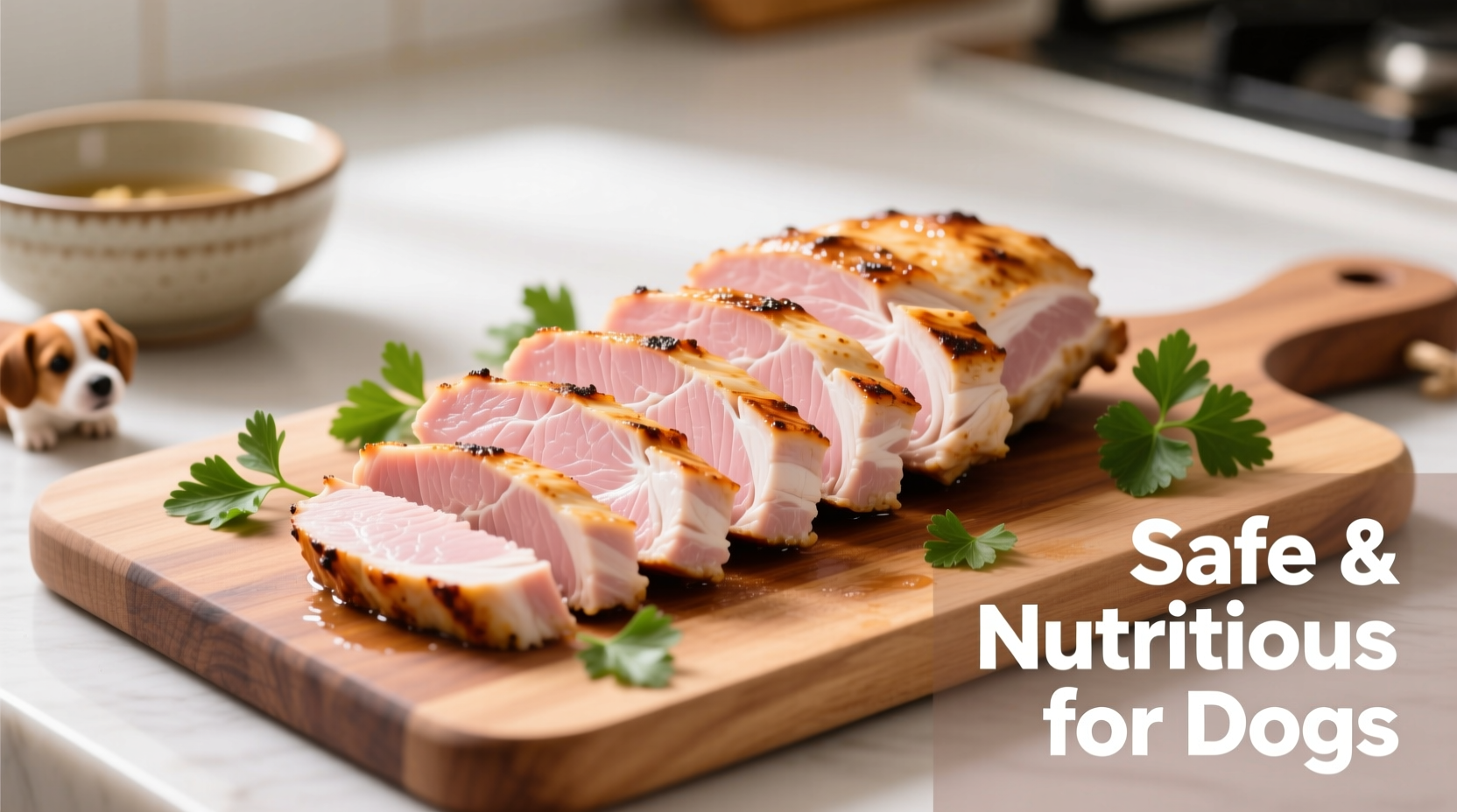 Properly cooked boneless chicken breast for dogs