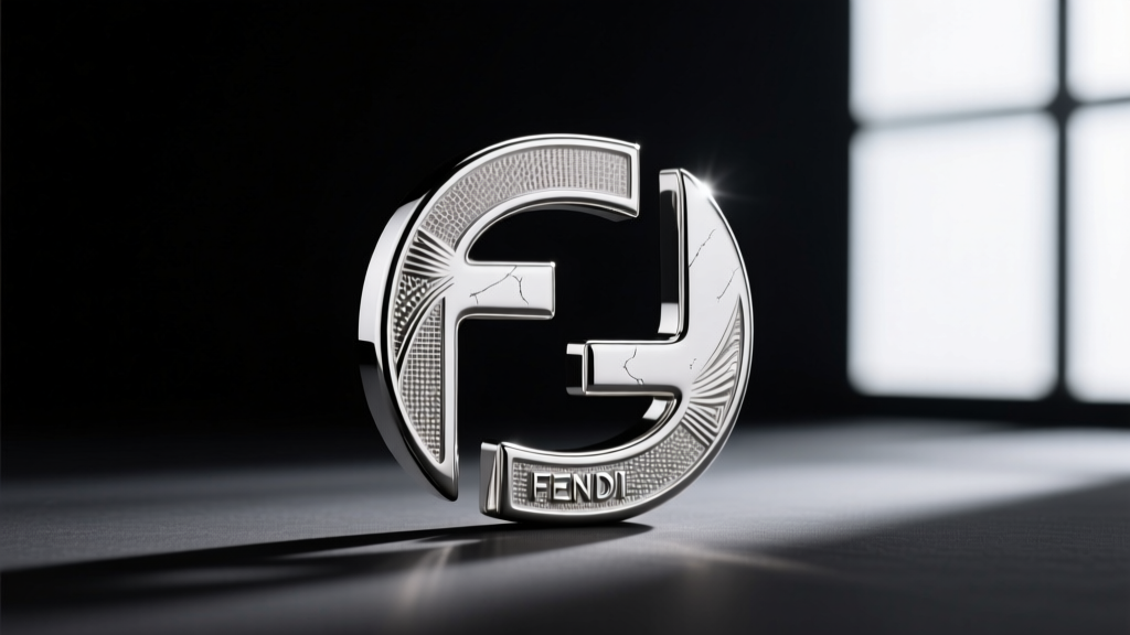Macro photography of a Fendi O'Lock necklace clasp, showing the precise laser-engraved hallmark and MADE IN ITALY stamp on brass.