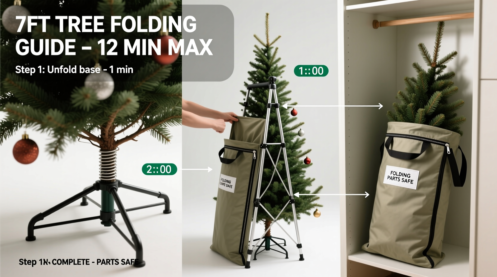 how to fold and store a 7ft artificial tree in under 12 minutes without losing parts