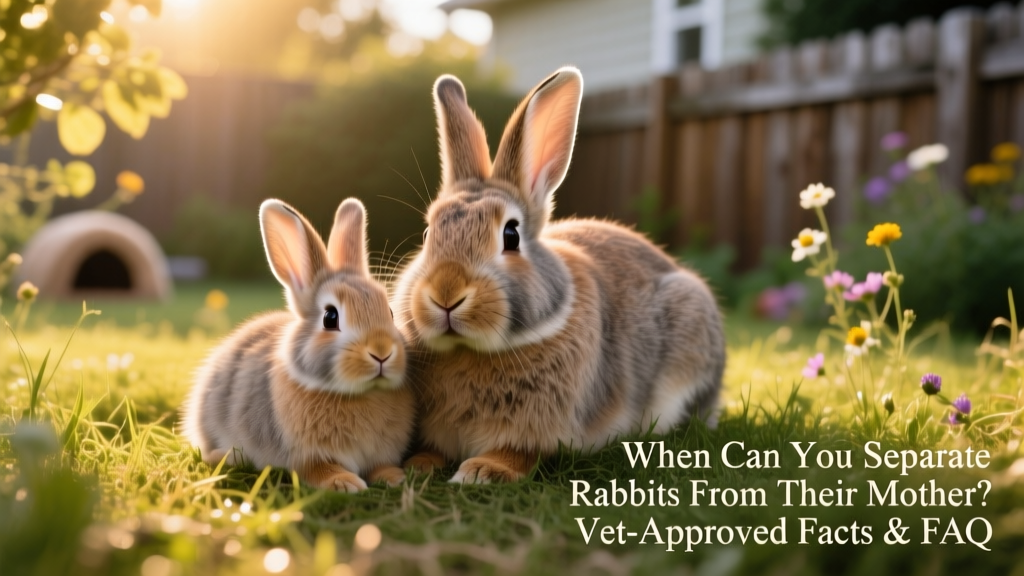 Two bonded rabbits—one smaller and younger, one larger and mature—resting side by side peacefully