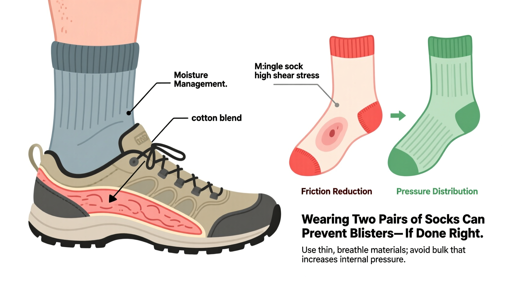 can wearing two pairs of socks prevent blisters during hikes or make it worse