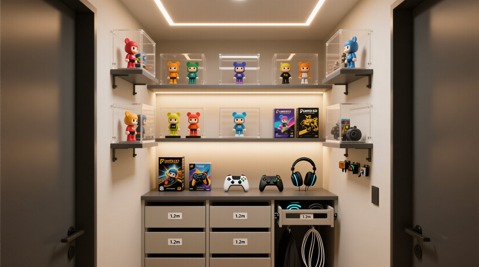 tiny closet gaming merch organization