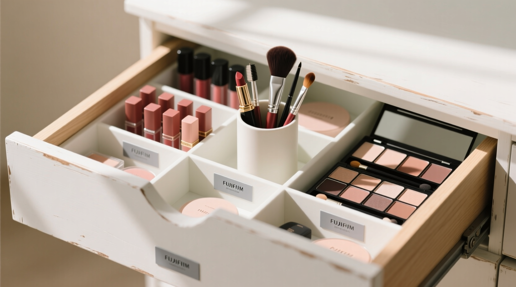 simple organized makeup drawer