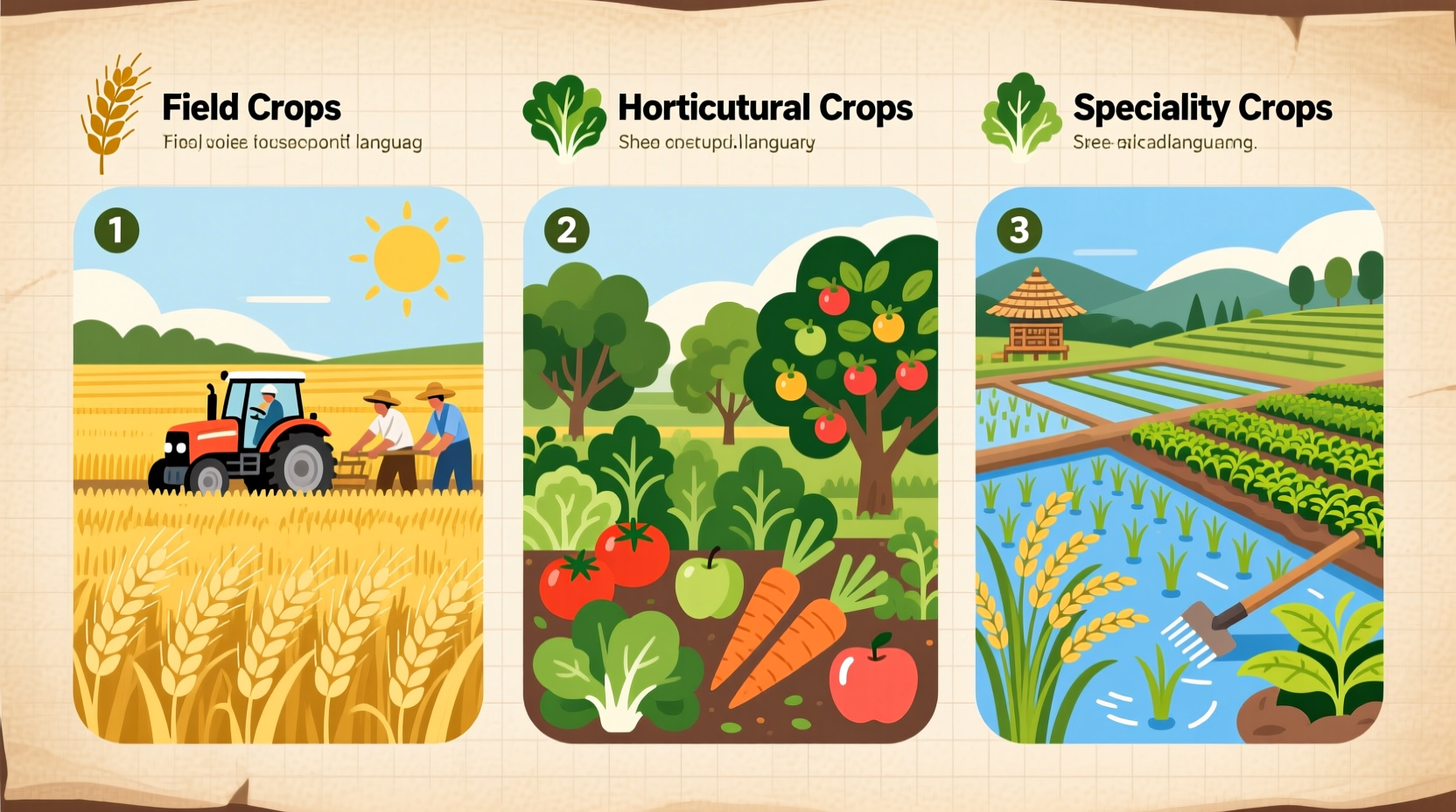 what are the three divisions of food crop production