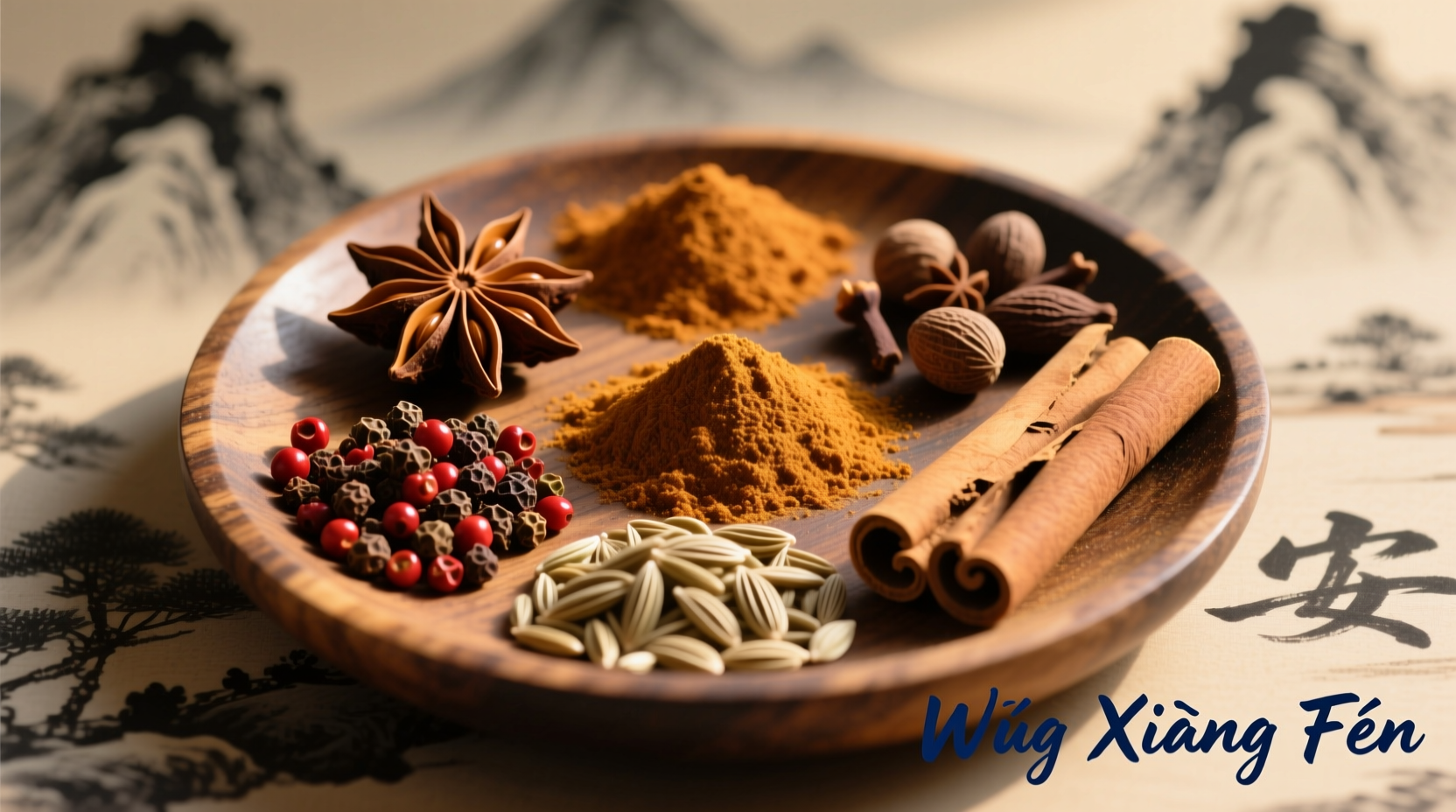 Close-up of Chinese five-spice powder ingredients