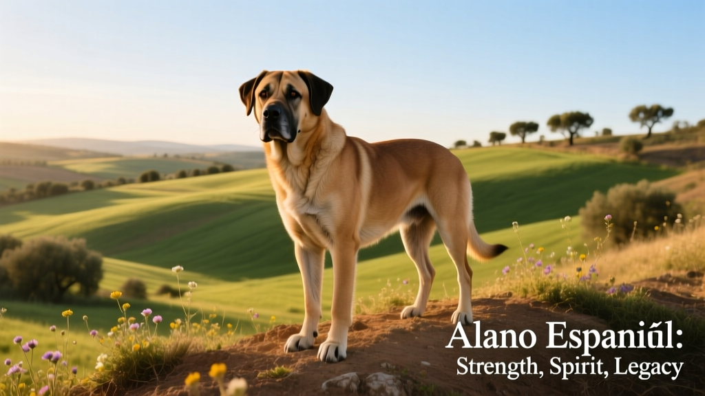 spanish bulldog alano espanol standing on the hill