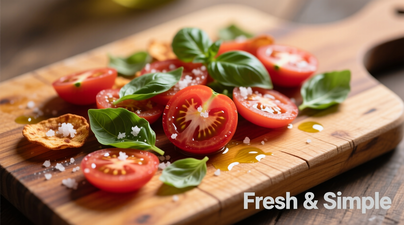 Homemade tomato basil chips on wooden cutting board