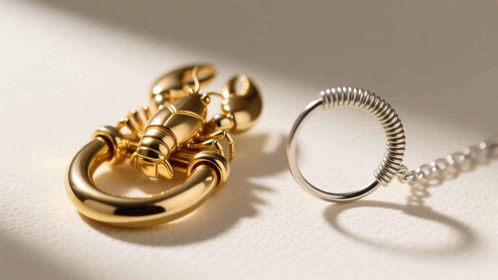Close-up of a secure 14k gold lobster clasp soldered to a thick jump ring, contrasting with a flimsy spring ring on a thin chain