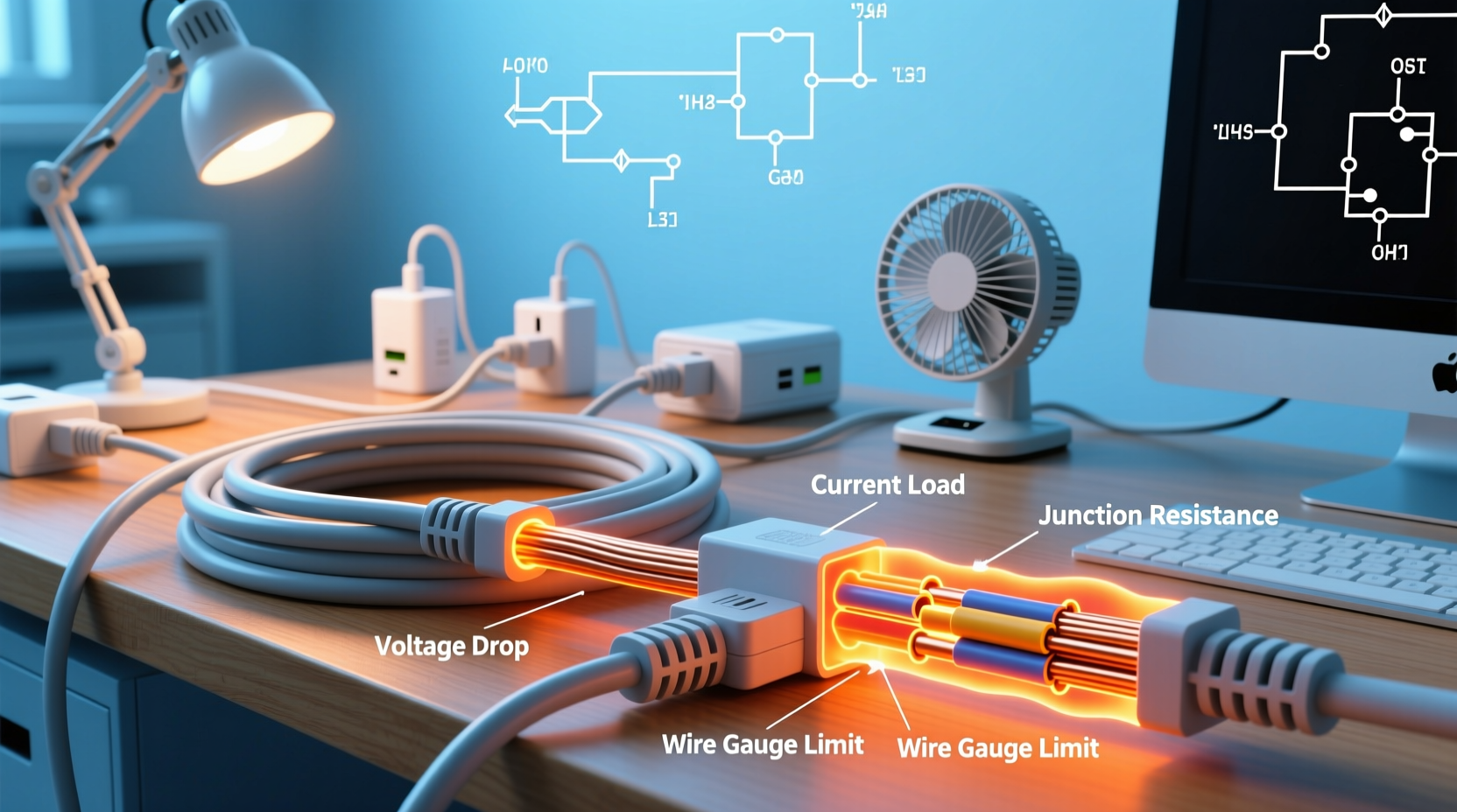 why does my extension cord get warm when powering multiple strands