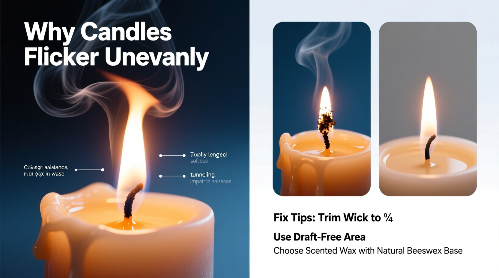 why do some candles flicker unevenly and how to fix poor burn performance