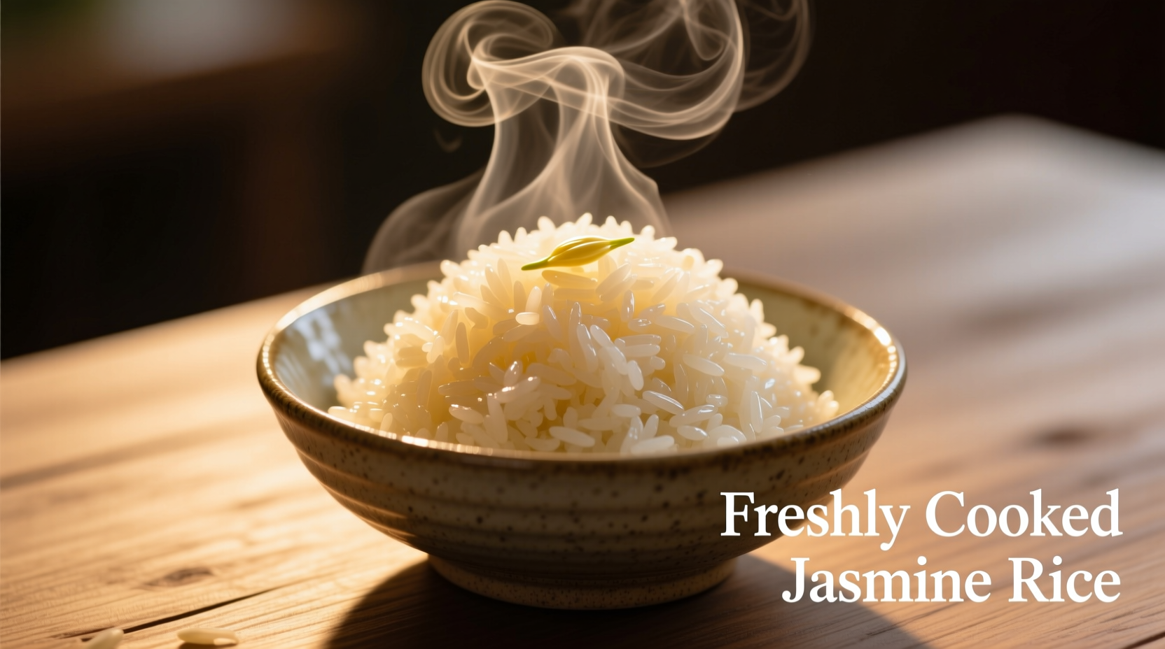 Steaming bowl of freshly cooked jasmine rice