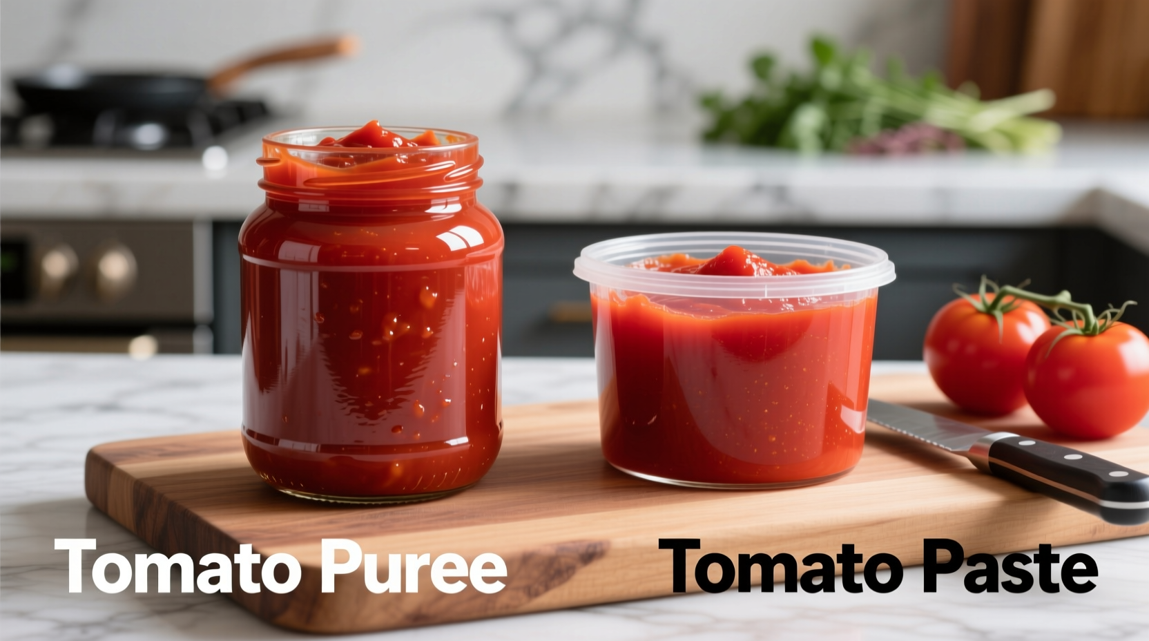 Tomato puree and paste comparison in cooking
