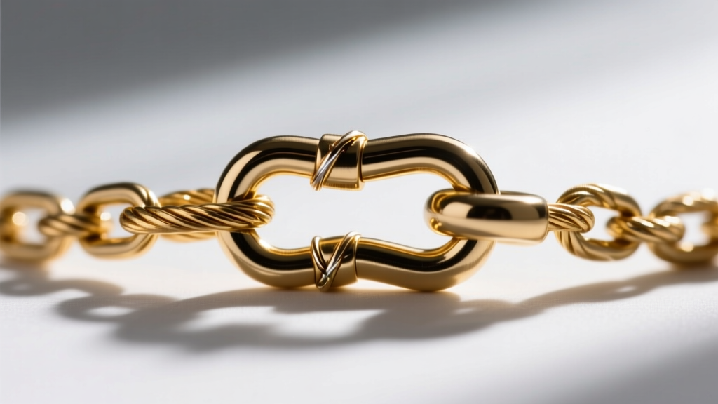 Close-up of a 1.2mm gold cable chain attached to a lobster clasp, highlighting the soldered jump ring and polished metal texture.