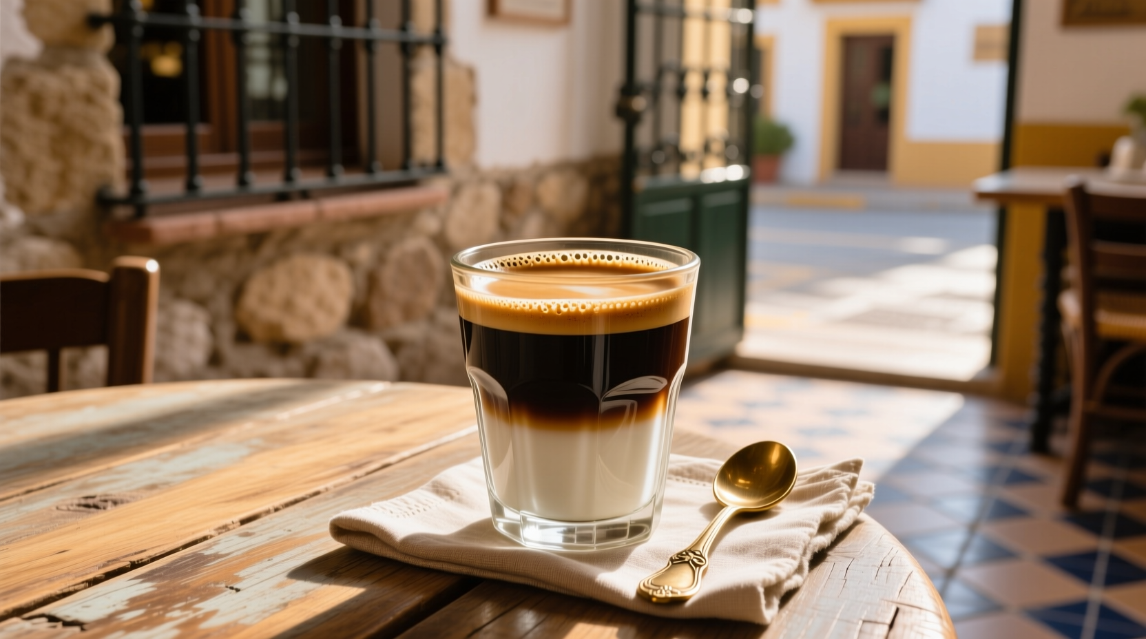 Cortado coffee in traditional Gibraltar glass