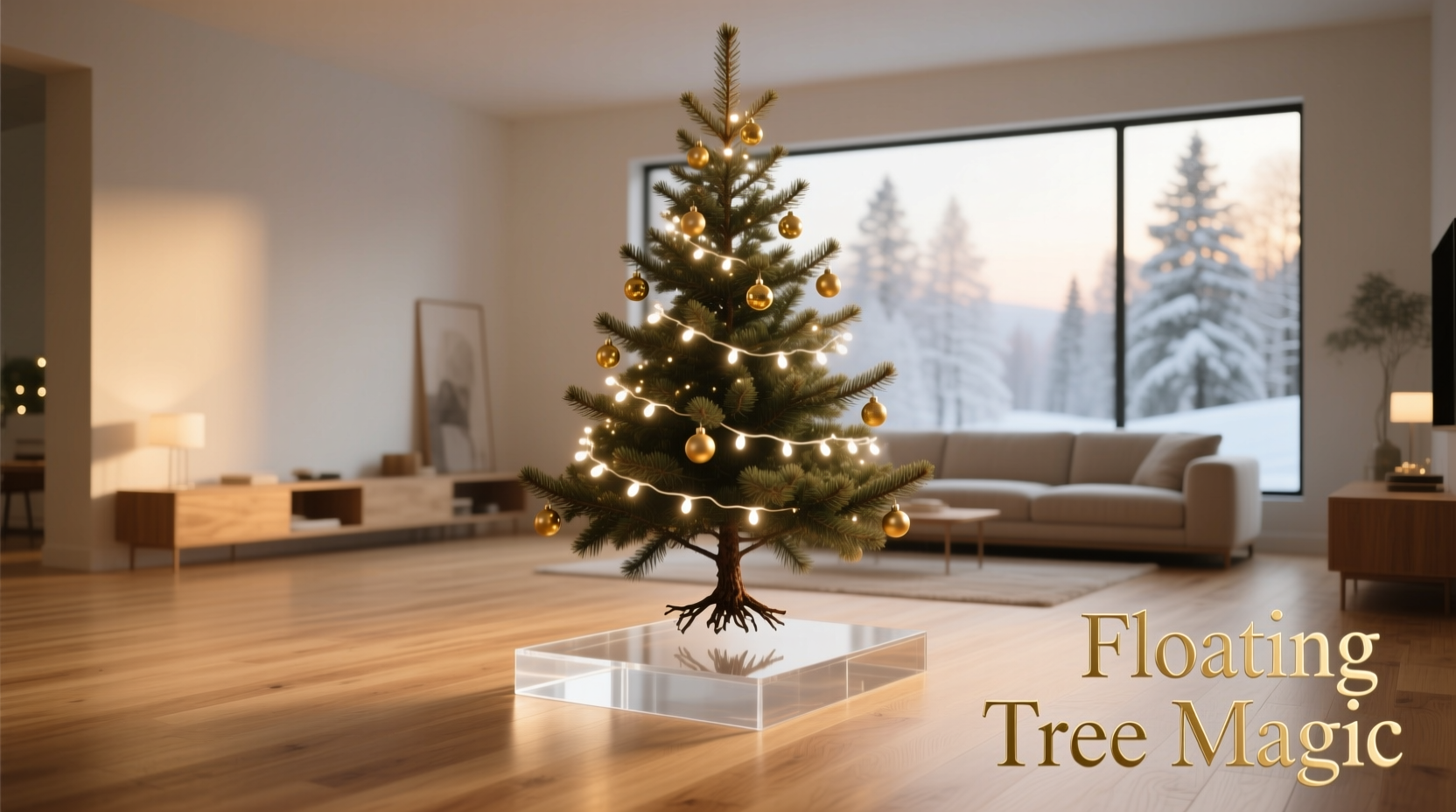 how to hide the trunk of a christmas tree for a floating effect on hardwood