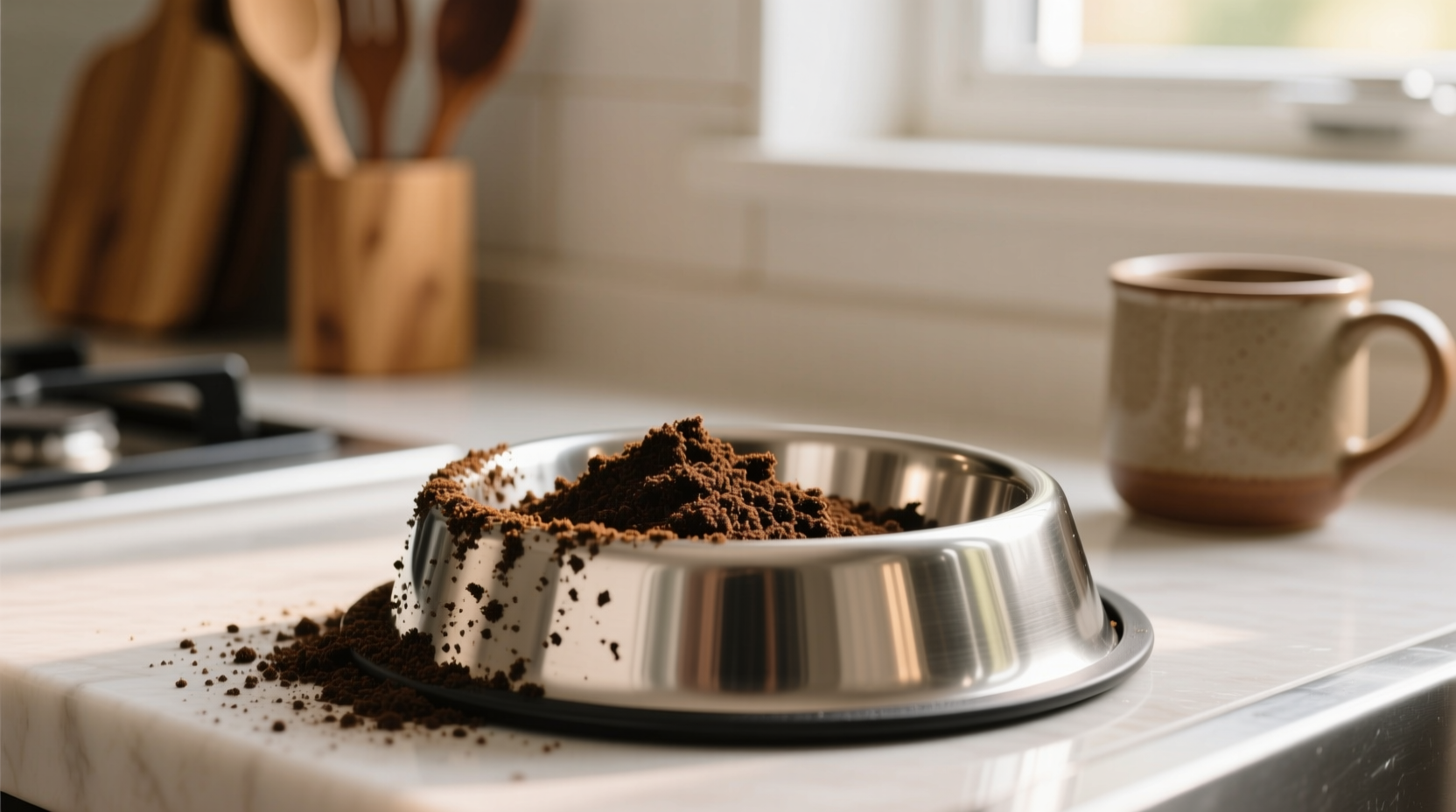 cold brew grounds for stainless steel pet bowls