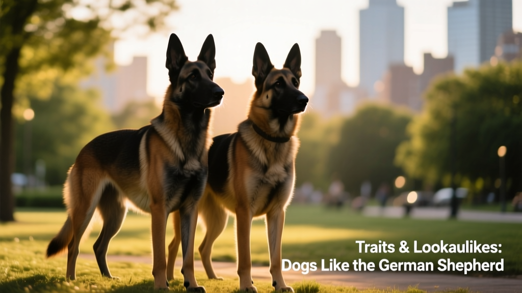 Belgian Malinois and German Shepherd side by side, highlighting their similar silhouette and alert expressions